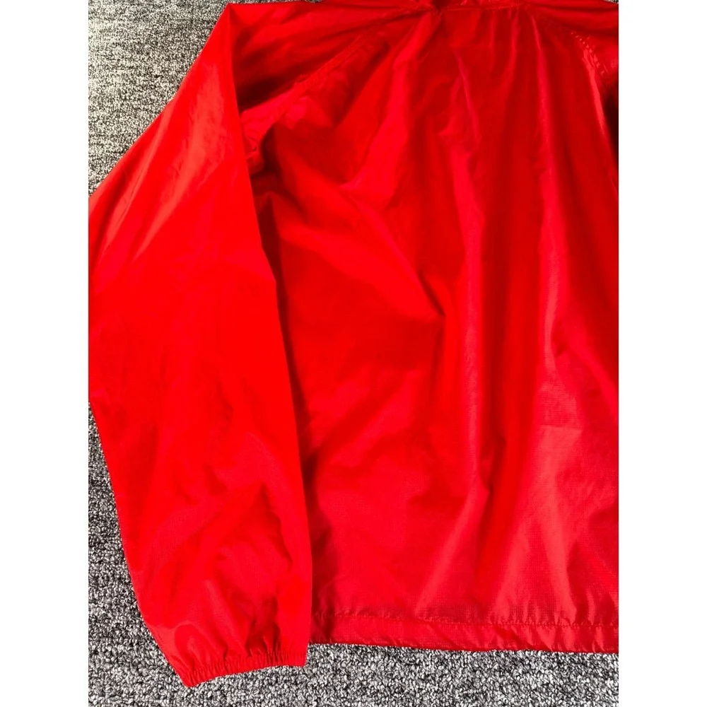 The North Face Windbreaker Jacket Mens S Red Half Zip Pockets Hooded Long Sleeve